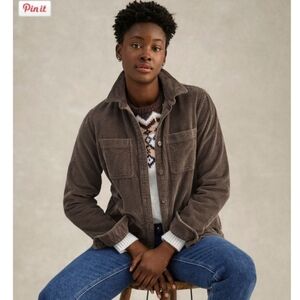 L.L. Bean Women's Brown Corduroy Button Down Shirt